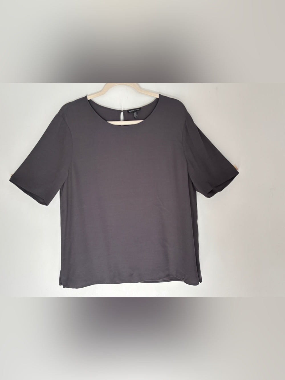 Eileen Fisher Gray Short Sleeves Shirt Size Medium / Large Minimalist *B91